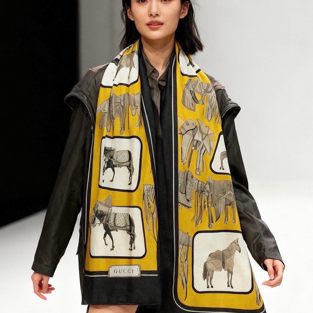 GUCCI 26S SCARF 135 IN CASHMERE AND SILK 314999