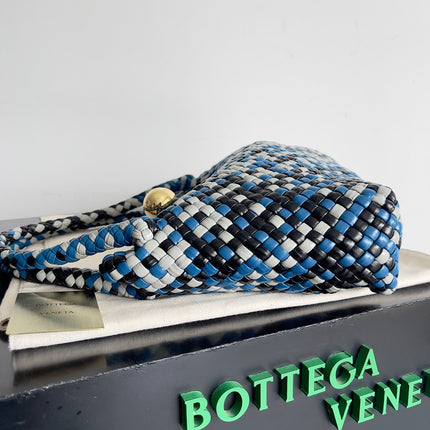 TOSCA SHOULDER BAG 27 IN BLUE MIX BLACK AND WHITE LAMBSKIN