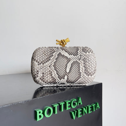 KNOT CHAIN CLUTCH 20.5 IN SNAKE PATTERN CALFSKIN