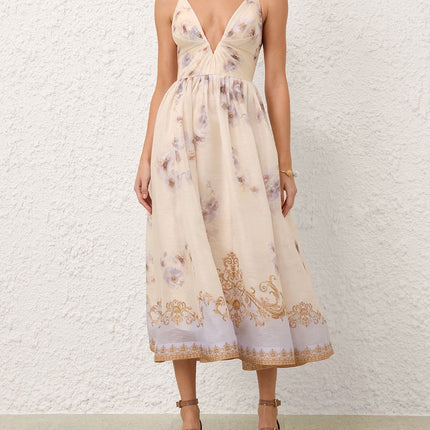 HERMES 25S V-NECK MIDI DRESS 110735