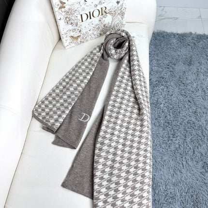 SCARF 190 CM IN KHAKI BEIGE MIX WHITE CARO CASHMERE 388125