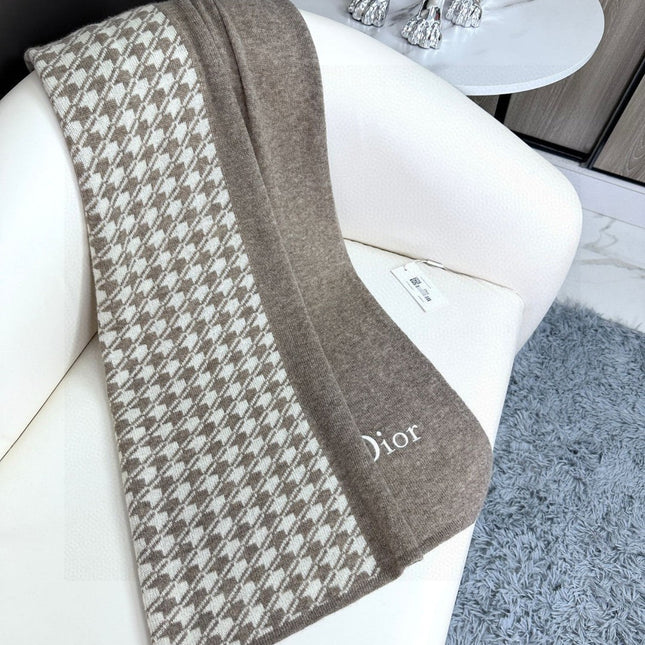 SCARF 190 CM IN KHAKI BEIGE MIX WHITE CARO CASHMERE 388125