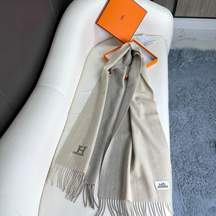 SCARF 190 CM IN WHITE MIX OAT TAN CASHMERE