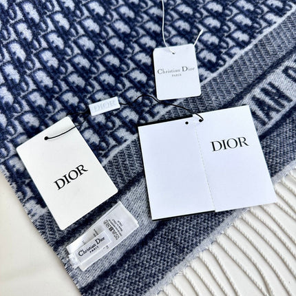 SCARF IN NAVY BLUE MONOGRAM CASHMERE 413719