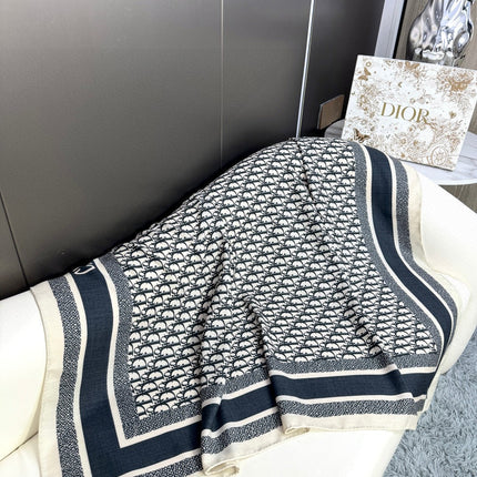 MONOGRAM SQUARE SCARF 140 CM IN BLACK MIX WHITE  CASHMERE AND SILK 413742