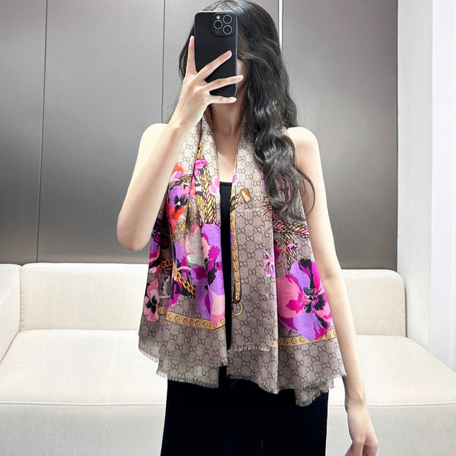 GUCCI 26S SCARF 140 IN CASHMERE AND SILK 309776