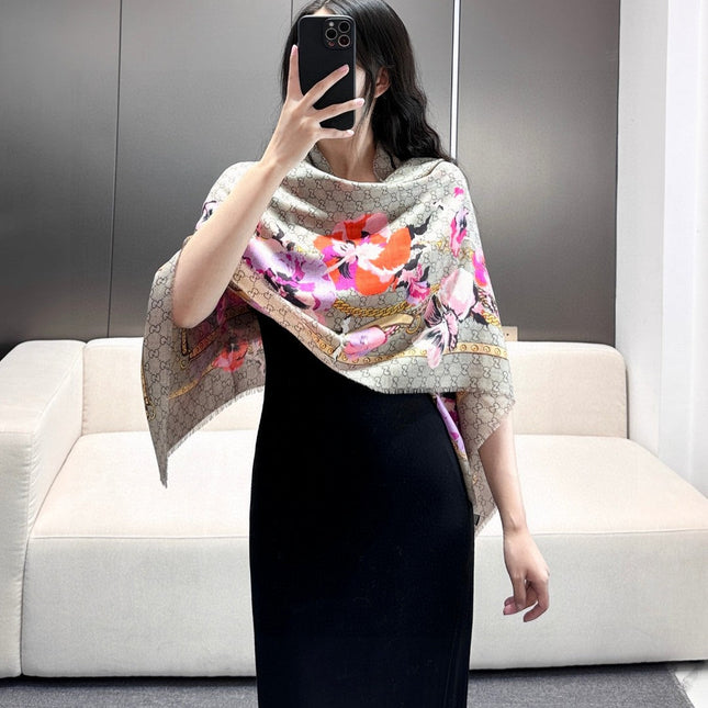 GUCCI 26S SCARF 140 IN CASHMERE AND SILK 309776