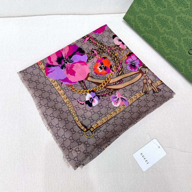 GUCCI 26S SCARF 140 IN CASHMERE AND SILK 309776