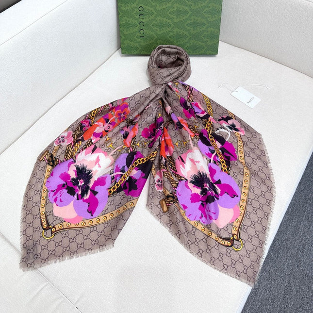 GUCCI 26S SCARF 140 IN CASHMERE AND SILK 309776