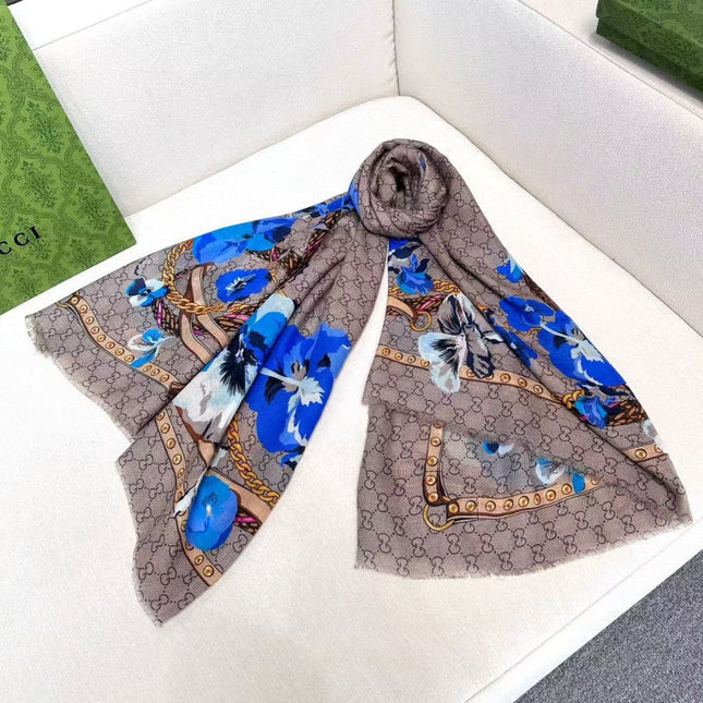 GUCCI 26S SCARF 140 IN CASHMERE AND SILK 309775