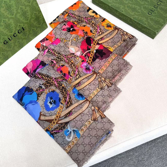 GUCCI 26S SCARF 140 IN CASHMERE AND SILK 309775
