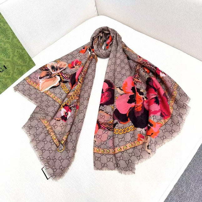 GUCCI 26S SCARF 140 IN CASHMERE AND SILK 309778