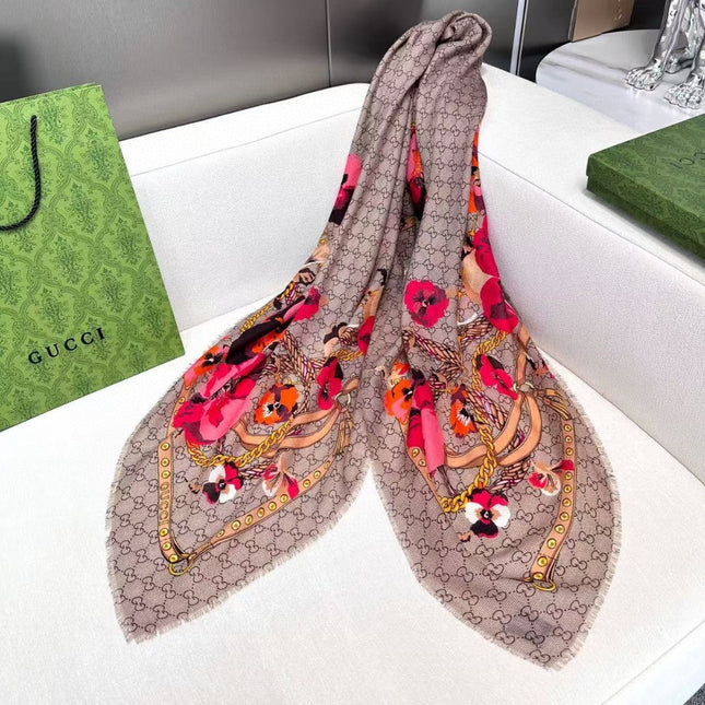 GUCCI 26S SCARF 140 IN CASHMERE AND SILK 309778