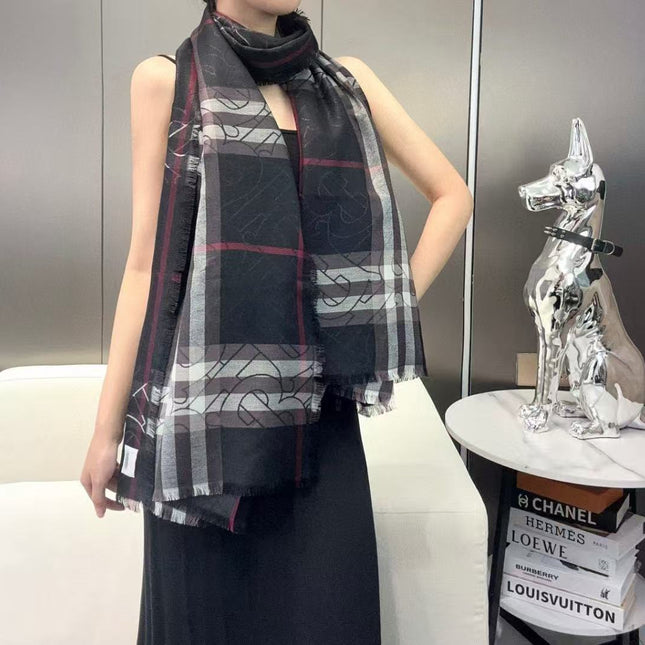 BURBERRY 26S SCARF 220CM IN SILK WOOL 318425