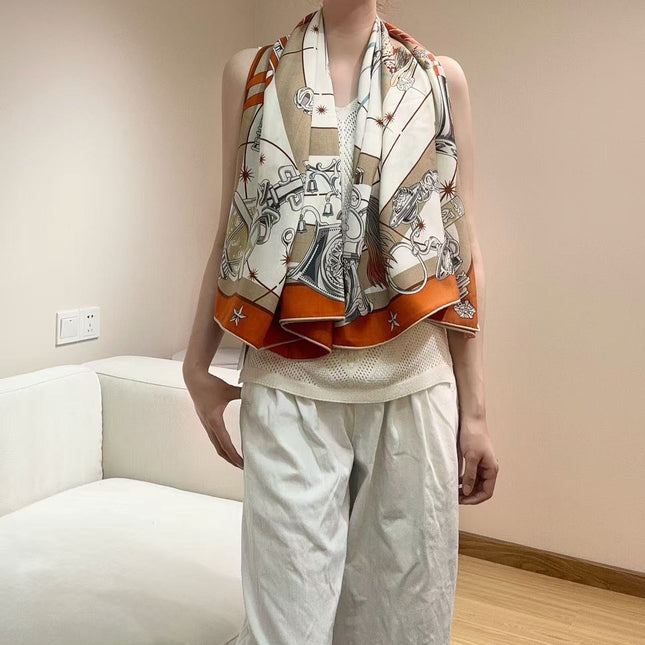 HERMES 26S SCARF 135 IN CASHMERE AND SILK 304577
