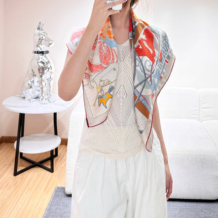 HERMES 26S PRINTED SQUARE SCARF 88 IN SILK 309440