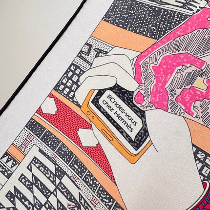 HERMES 26S PRINTED SQUARE SCARF 88 IN SILK 309444