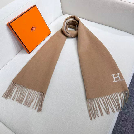 HERMES 26S SCARF 190 IN CASHMERE WOOL BLEND 492374