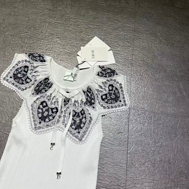 DIOR 26S LACE-COLLAR KNIT TOP 1382
