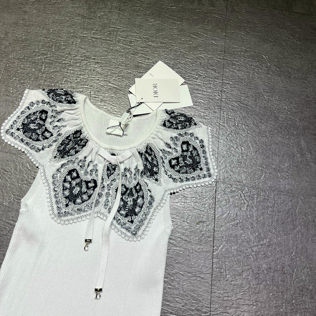 DIOR 26S LACE-COLLAR KNIT TOP 1382