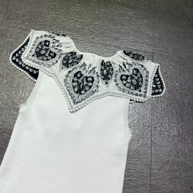 DIOR 26S LACE-COLLAR KNIT TOP 1382