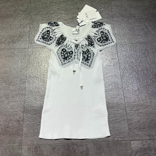 DIOR 26S LACE-COLLAR KNIT TOP 1382