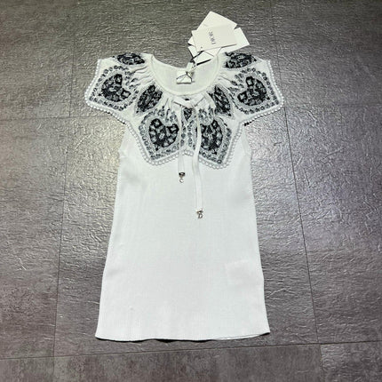 DIOR 26S LACE-COLLAR KNIT TOP 1382