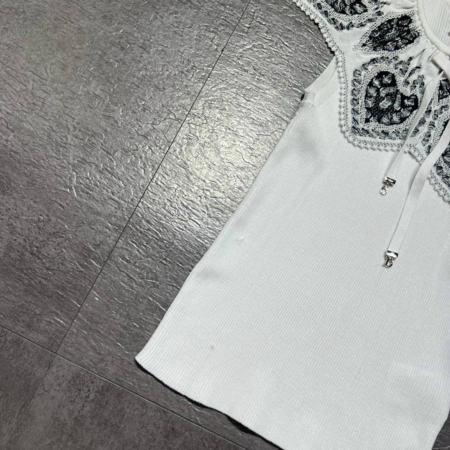 DIOR 26S LACE-COLLAR KNIT TOP 1382