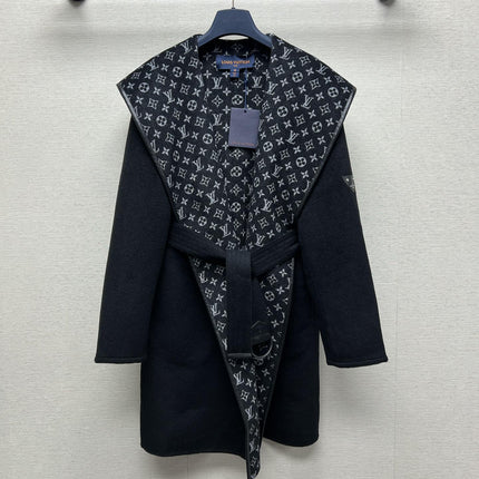 LV MONOGRAM MAXI COLLAR COAT IN BLACK WOOL 288066