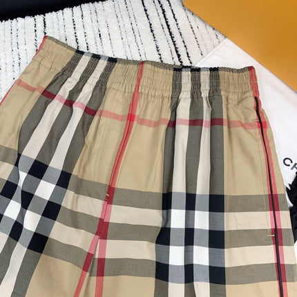 BBR PLAID ELASTIC WAIST STRETCH SHORTS 268061