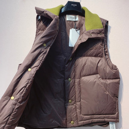 CELINE 25S UFFER VEST WITH KNIT COLLAR 0043