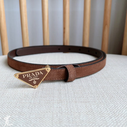 PRA TRIANGLE LOGO BELT IN BROWN SUEDE