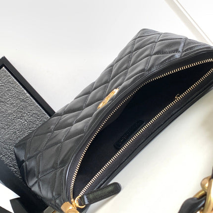 CHANEL 25S HOBO BAG 26 CM IN BLACK LAMBSKIN WITH GOLD HARDWARE