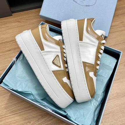 PRA DOWNTOWN BOLD SNEAKERS WHITE AND PEANUT CALFSKIN