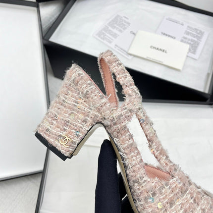 CC SLINGBACK 25S 65 MM IN LIGHT PINK TWEED
