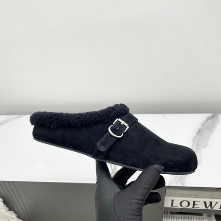 ALAIA 26S MULE IN BLACK SUEDE AND WOOL