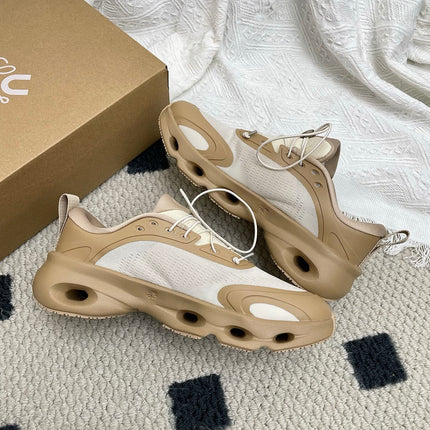 LOEWE 26S CLOUDSOLO SNEAKERS IN BROWN AND BEIGE RECYCLED POLYESTER