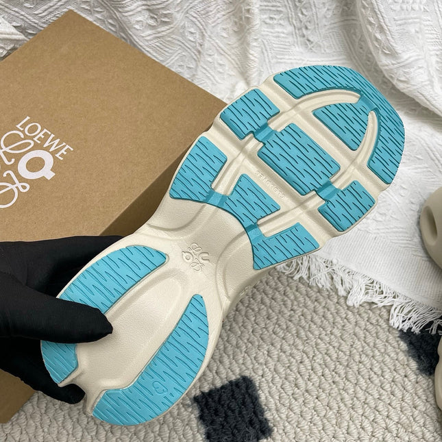 LOEWE 26S CLOUDSOLO SNEAKERS IN LIGHT BLUE AND BEIGE RECYCLED POLYESTER