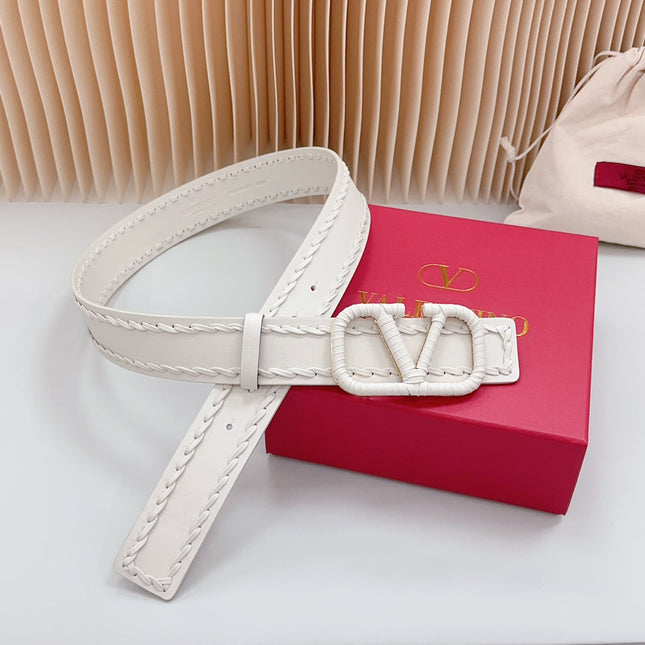 Vlogo White Leather Buckle 40mm White