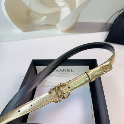 CC BELT 20 MM IN GOLDEN CALFSKIN WITH GOLD HARDWARE