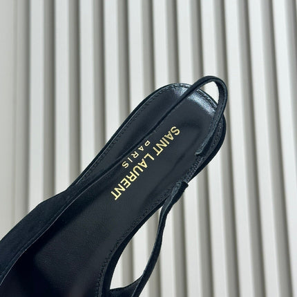 SL BABYLONE SLINGBACK FLAT BLACK SUEDE