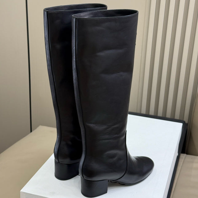 CELINE 26S HIGH-TOP BOOTS IN BLACK CALFSKIN