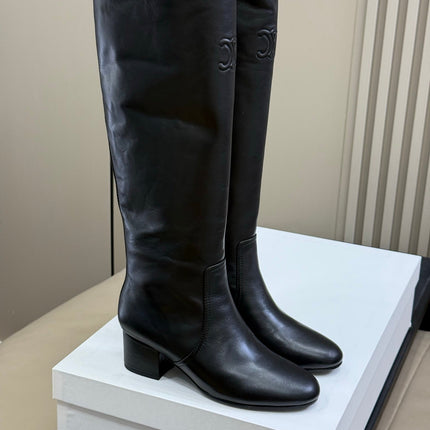 CELINE 26S HIGH-TOP BOOTS IN BLACK CALFSKIN