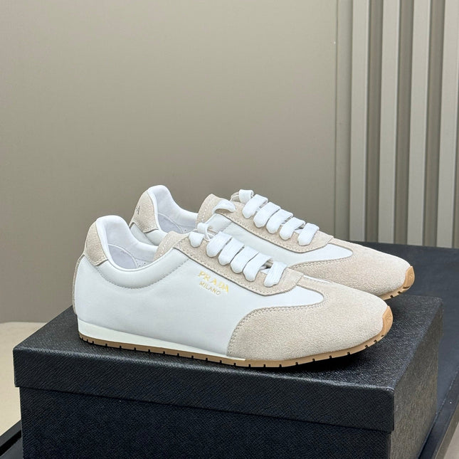PRADA 25S SNEAKER IN WHITE MIX BEIGE SUEDE STYLE 5