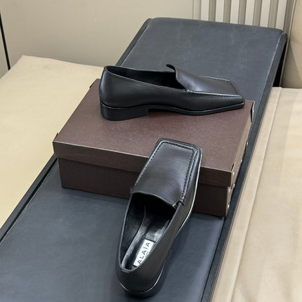 ALAIA 25S SQUARE TOE LOAFER IN BLACK CALFSKIN