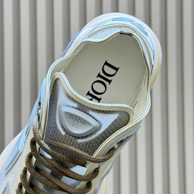 DIOR 26S B30 COUNTDOWN TECH SNEAKER IN GRAY AND LIGHT BLUE TECHNICAL FABRIC AND SUEDE