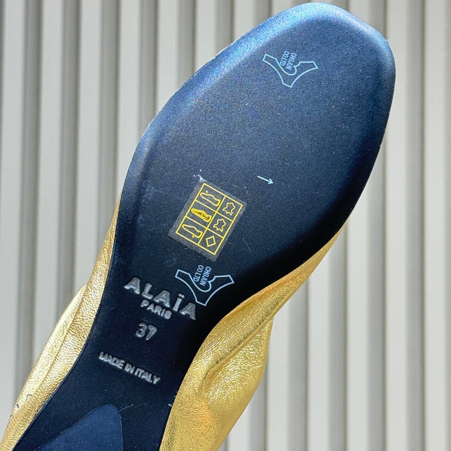 ALAIA 26S BALLET FLATS IN GOLD LAMBSKIN