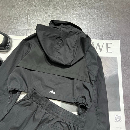 ALO 26S HOODED CROPPED JACKET & SHORTS SET 275