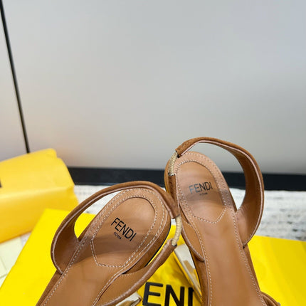 FENDI CRYSTAL HIGH-HEELED SLINGBACK 7 CM IN BRONZE BROWN SUEDE