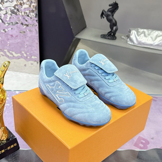 LV 26S FOOTPRINT SOCCER SNEAKERS IN BLUE SUEDE